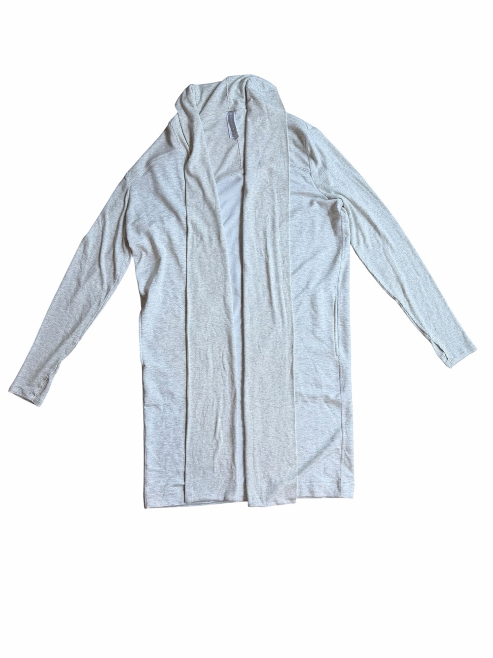 Athleta Coaster Long Wrap Light Gray Heathered Long Sleeve Sweater